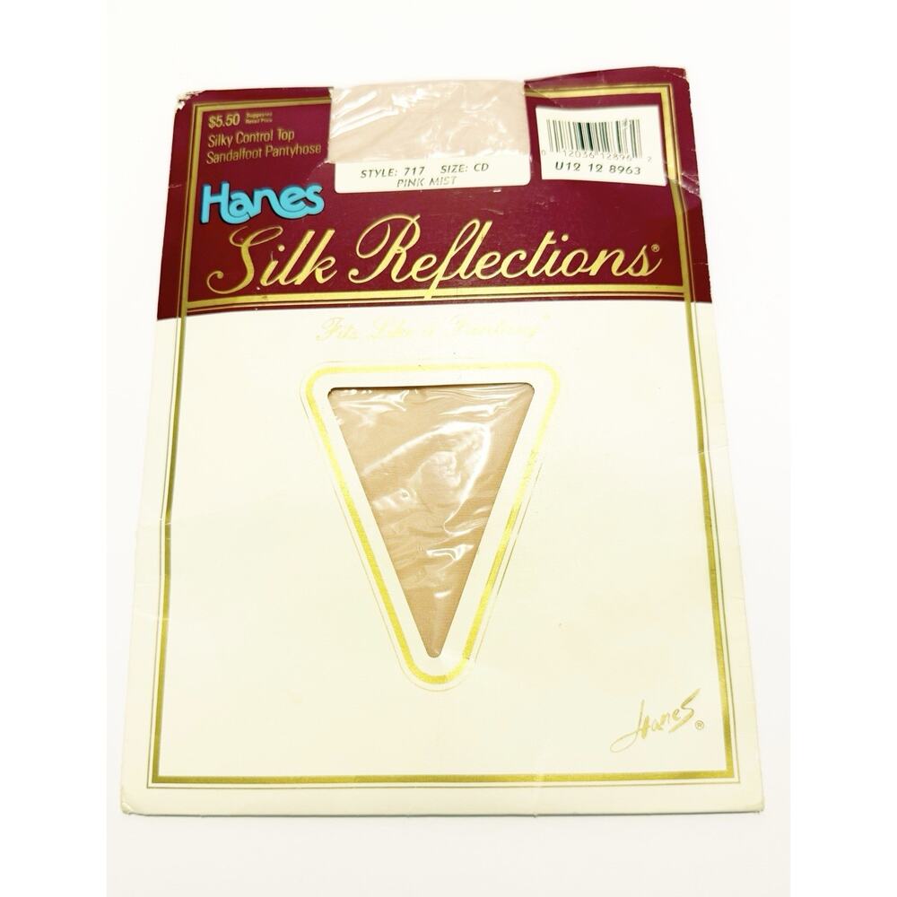 Vtg New Hanes Silk Reflections Control Top Size C/D Pink Sandalfoot Pantyhose